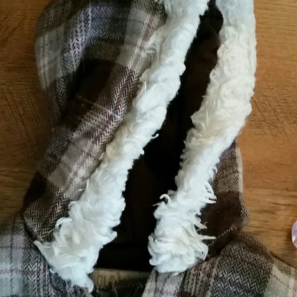 Old Navy Girls Brown Plaid Hooded Jacket Size‎ 5T